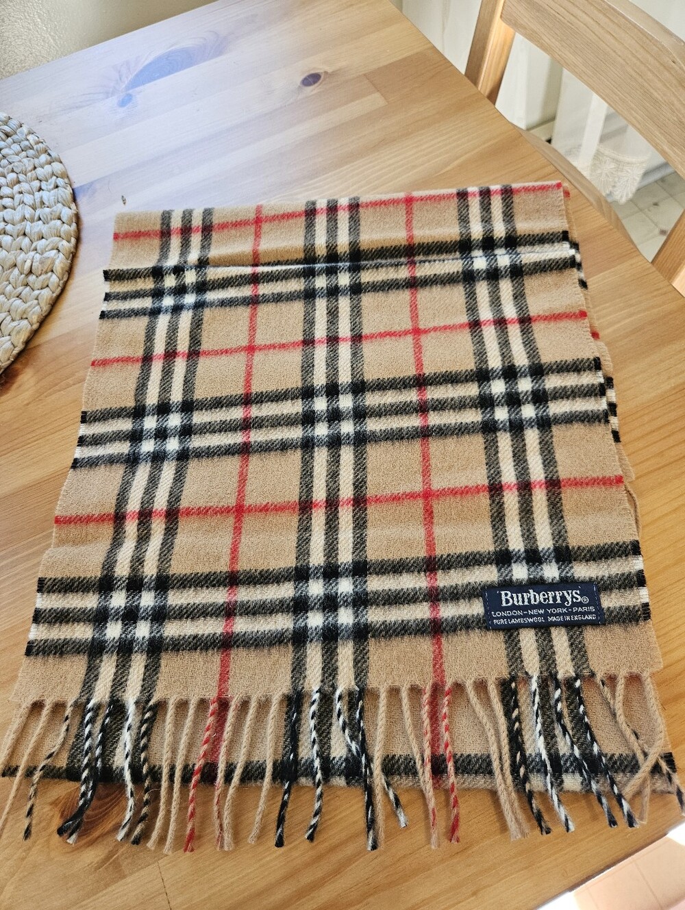 Vintage Burberrys of London Plaid Scarf 100% Lambswool